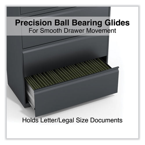 Image of Alera® Lateral File, 5 Legal/Letter/A4/A5-Size File Drawers, Charcoal, 36" x 18.63" x 67.63"