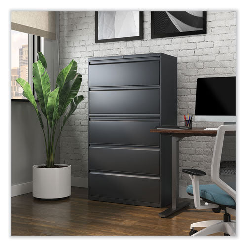 Image of Alera® Lateral File, 5 Legal/Letter/A4/A5-Size File Drawers, Charcoal, 36" x 18.63" x 67.63"