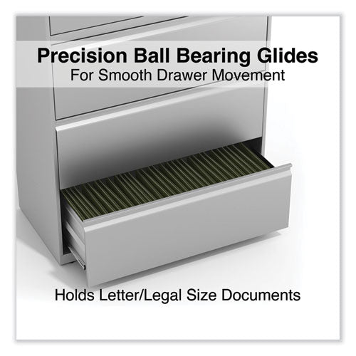 Image of Alera® Lateral File, 5 Legal/Letter/A4/A5-Size File Drawers, Light Gray, 36" x 18.63" x 67.63"