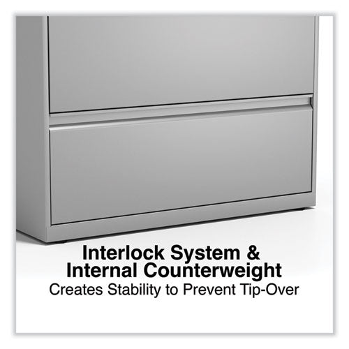 Image of Alera® Lateral File, 5 Legal/Letter/A4/A5-Size File Drawers, Light Gray, 36" x 18.63" x 67.63"