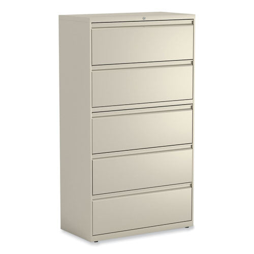 Image of Alera® Lateral File, 5 Legal/Letter/A4/A5-Size File Drawers, Putty, 36" x 18.63" x 67.63"