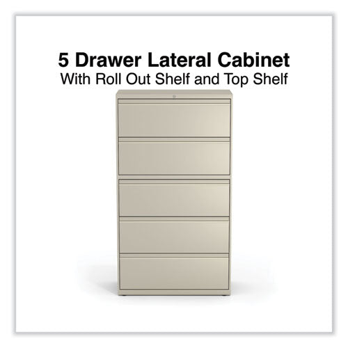 Image of Alera® Lateral File, 5 Legal/Letter/A4/A5-Size File Drawers, Putty, 36" x 18.63" x 67.63"