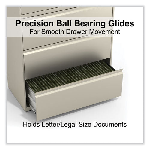 Image of Alera® Lateral File, 5 Legal/Letter/A4/A5-Size File Drawers, Putty, 36" x 18.63" x 67.63"