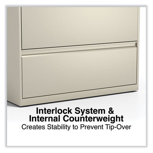 Image of Alera® Lateral File, 5 Legal/Letter/A4/A5-Size File Drawers, Putty, 36" x 18.63" x 67.63"