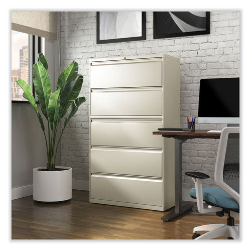 Image of Alera® Lateral File, 5 Legal/Letter/A4/A5-Size File Drawers, Putty, 36" x 18.63" x 67.63"