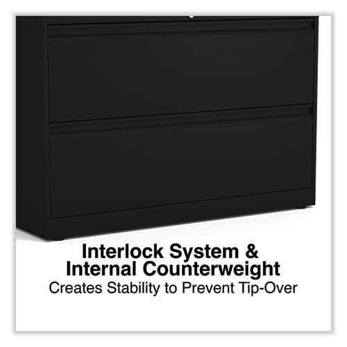 Image of Alera® Lateral File, 2 Legal/Letter-Size File Drawers, Black, 42" x 18.63" x 28"