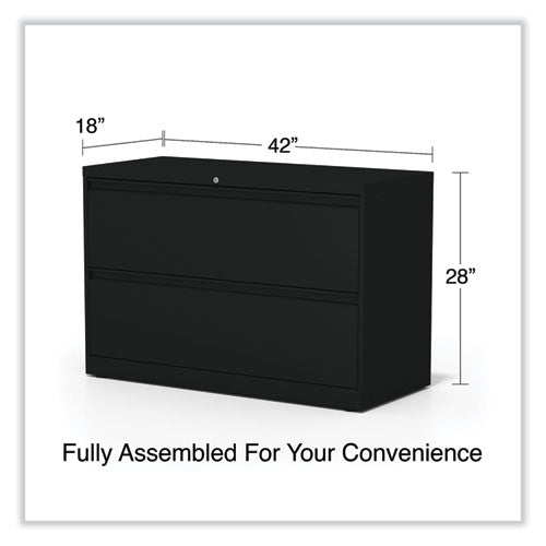 Image of Alera® Lateral File, 2 Legal/Letter-Size File Drawers, Black, 42" x 18.63" x 28"