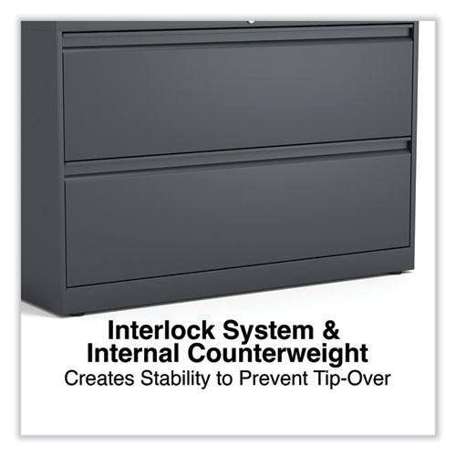 Image of Alera® Lateral File, 2 Legal/Letter-Size File Drawers, Charcoal, 42" x 18.63" x 28"