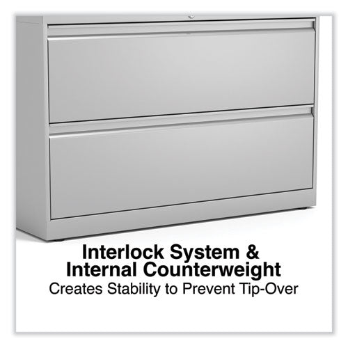 Image of Alera® Lateral File, 2 Legal/Letter-Size File Drawers, Light Gray, 42" x 18.63" x 28"