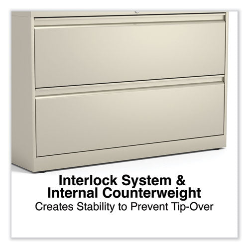 Image of Alera® Lateral File, 2 Legal/Letter-Size File Drawers, Putty, 42" x 18.63" x 28"