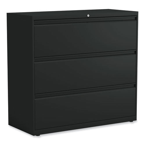 Image of Alera® Lateral File, 3 Legal/Letter/A4/A5-Size File Drawers, Black, 42" x 18.63" x 40.25"