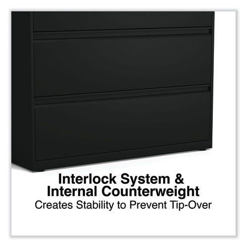 Image of Alera® Lateral File, 3 Legal/Letter/A4/A5-Size File Drawers, Black, 42" x 18.63" x 40.25"