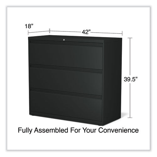Image of Alera® Lateral File, 3 Legal/Letter/A4/A5-Size File Drawers, Black, 42" x 18.63" x 40.25"