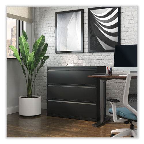 Image of Alera® Lateral File, 3 Legal/Letter/A4/A5-Size File Drawers, Black, 42" x 18.63" x 40.25"