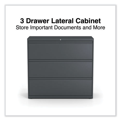 Image of Alera® Lateral File, 3 Legal/Letter/A4/A5-Size File Drawers, Charcoal, 42" x 18.63" x 40.25"