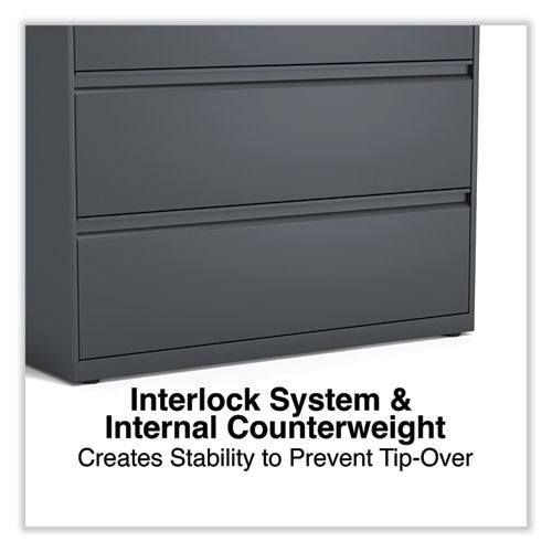 Image of Alera® Lateral File, 3 Legal/Letter/A4/A5-Size File Drawers, Charcoal, 42" x 18.63" x 40.25"