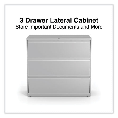 Image of Alera® Lateral File, 3 Legal/Letter/A4/A5-Size File Drawers, Light Gray, 42" x 18.63" x 40.25"