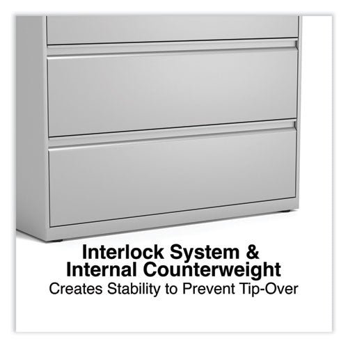 Image of Alera® Lateral File, 3 Legal/Letter/A4/A5-Size File Drawers, Light Gray, 42" x 18.63" x 40.25"