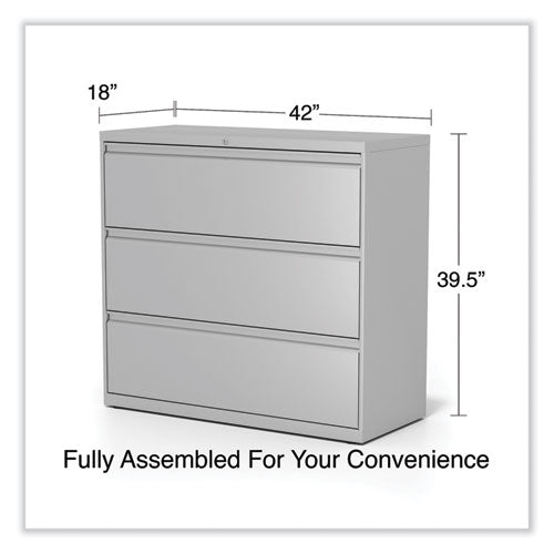 Image of Alera® Lateral File, 3 Legal/Letter/A4/A5-Size File Drawers, Light Gray, 42" x 18.63" x 40.25"