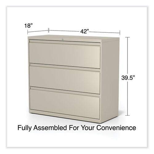 Image of Alera® Lateral File, 3 Legal/Letter/A4/A5-Size File Drawers, Putty, 42" x 18.63" x 40.25"