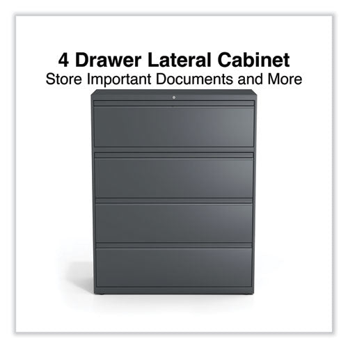 Image of Alera® Lateral File, 4 Legal/Letter/A4/A5-Size File Drawers, Charcoal, 42" x 18.63" x 52.5"