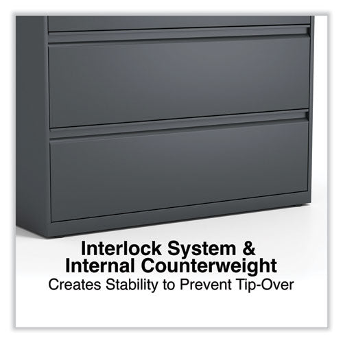 Image of Alera® Lateral File, 4 Legal/Letter/A4/A5-Size File Drawers, Charcoal, 42" x 18.63" x 52.5"