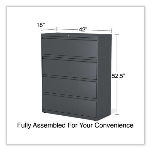 Image of Alera® Lateral File, 4 Legal/Letter/A4/A5-Size File Drawers, Charcoal, 42" x 18.63" x 52.5"