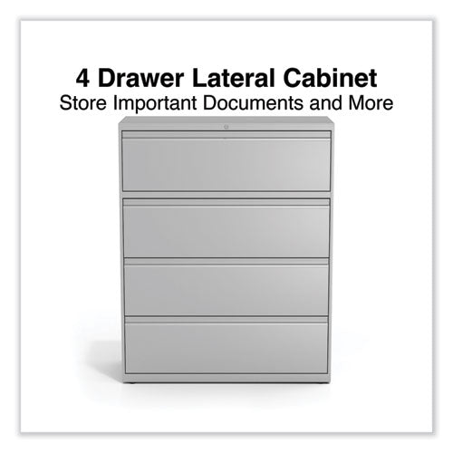 Image of Alera® Lateral File, 4 Legal/Letter-Size File Drawers, Light Gray, 42" x 18.63" x 52.5"