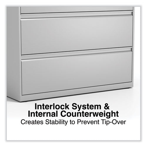 Image of Alera® Lateral File, 4 Legal/Letter-Size File Drawers, Light Gray, 42" x 18.63" x 52.5"