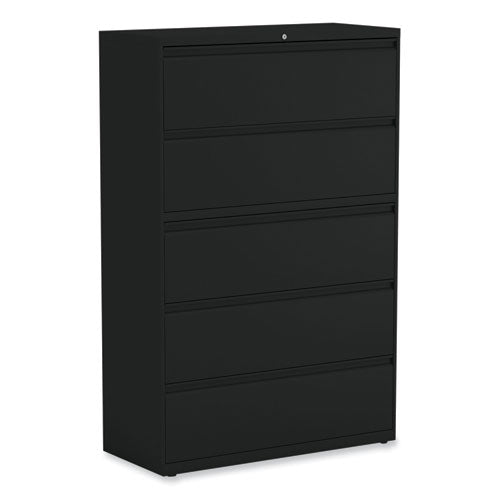 Image of Alera® Lateral File, 5 Legal/Letter/A4/A5-Size File Drawers, Black, 42" x 18.63" x 67.63"