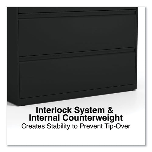 Image of Alera® Lateral File, 5 Legal/Letter/A4/A5-Size File Drawers, Black, 42" x 18.63" x 67.63"