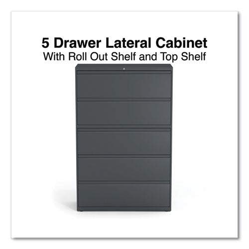 Image of Alera® Lateral File, 5 Legal/Letter/A4/A5-Size File Drawers, Charcoal, 42" x 18.63" x 67.63"