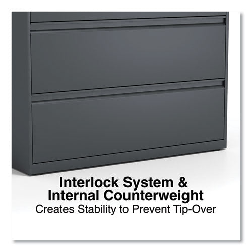 Image of Alera® Lateral File, 5 Legal/Letter/A4/A5-Size File Drawers, Charcoal, 42" x 18.63" x 67.63"