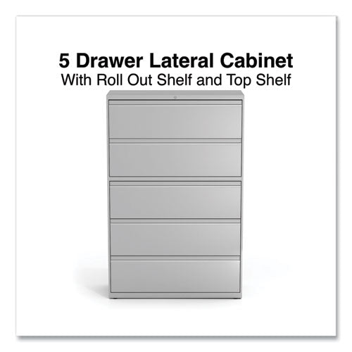 Image of Alera® Lateral File, 5 Legal/Letter/A4/A5-Size File Drawers, 1 Roll-Out Posting Shelf, Light Gray, 42" x 18.63" x 67.63"