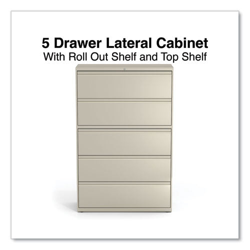 Image of Alera® Lateral File, 5 Legal/Letter/A4/A5-Size File Drawers, Putty, 42" x 18.63" x 67.63"