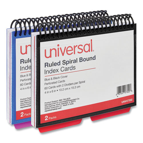 Image of Universal® Spiral Bound Index Cards, Ruled, 4 X 6, White, 120/pack
