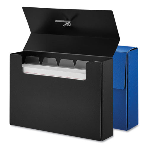Image of Universal® Poly Index Card Box, Holds 100 3 X 5 Cards, 3 X 1.33 X 5, Plastic, Black/blue, 2/pack