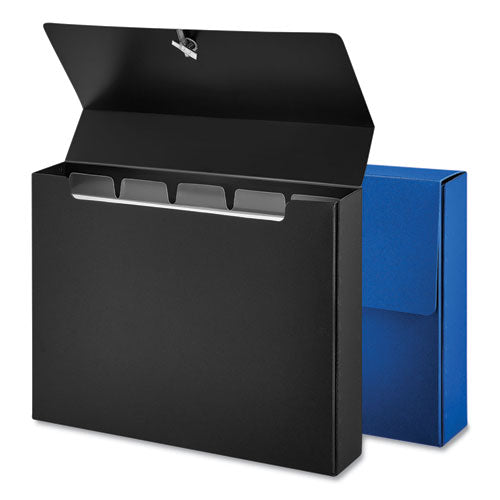 Image of Universal® Poly Index Card Box, Holds 100 4 X 6 Cards, 4 X 1.33 X 6, Plastic, Black/blue, 2/pack