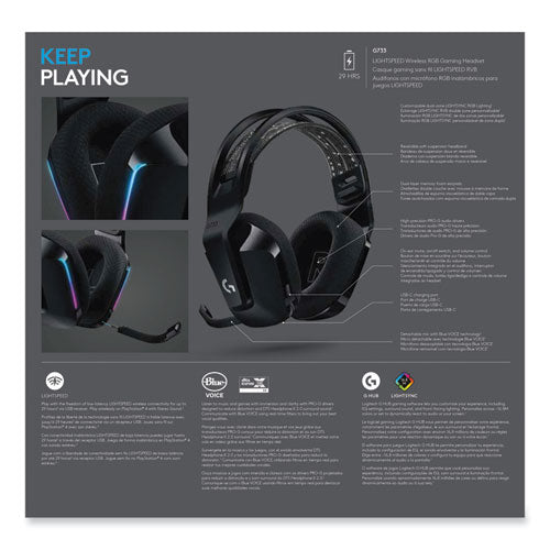 Image of Logitech® G733 LIGHTSPEED Wireless Gaming Binaural Over The Head Headset, Black