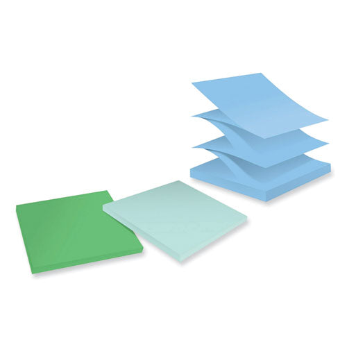 Image of Post-it® Notes Super Sticky 100% Recycled Paper Super Sticky Notes, 3" x 3", Oasis, 70 Sheets/Pad, 6 Pads/Pack