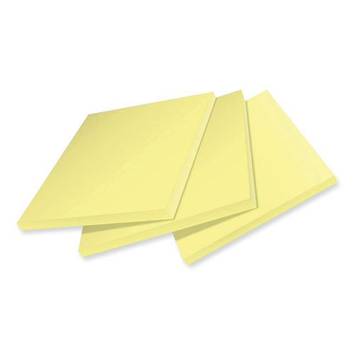 Image of Post-it® Notes Super Sticky 100% Recycled Paper Super Sticky Notes, 3" x 3", Canary Yelow, 70 Sheets/Pad, 12 Pads/Pack
