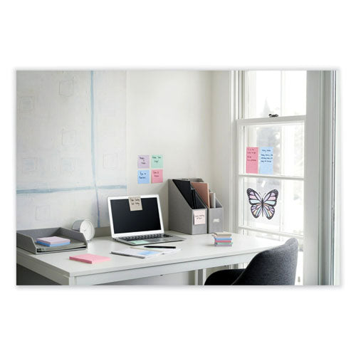 Image of Post-it® Notes Super Sticky 100% Recycled Paper Super Sticky Notes, 3" x 3", Wanderlust Pastels, 70 Sheets/Pad, 6 Pads/Pack
