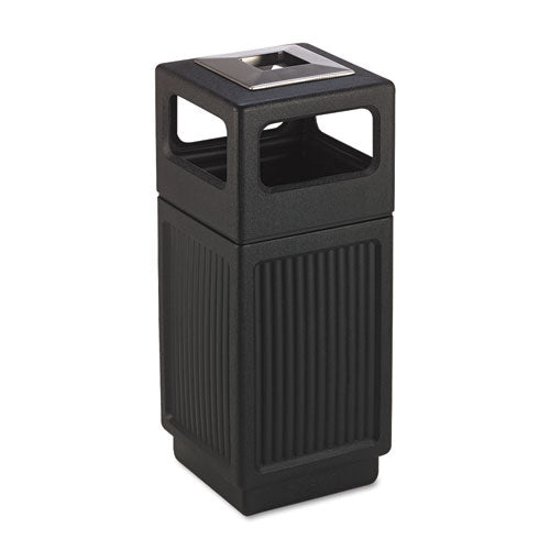 Image of Safco® Canmeleon Recessed Panel Receptacles, 15 gal, Polyethylene, Black