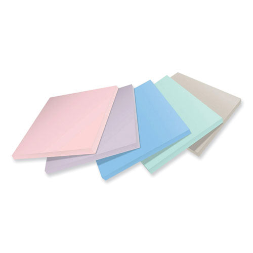 Image of Post-it® Notes Super Sticky 100% Recycled Paper Super Sticky Notes, 3" x 3", Wanderlust Pastels, 70 Sheets/Pad, 5 Pads/Pack