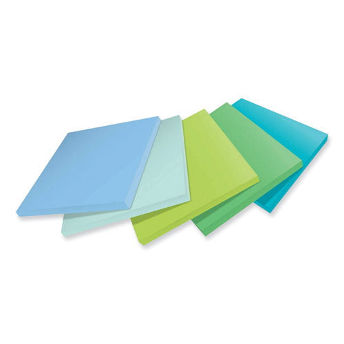 Image of Post-it® Notes Super Sticky 100% Recycled Paper Super Sticky Notes, 3" x 3", Oasis, 70 Sheets/Pad, 5 Pads/Pack