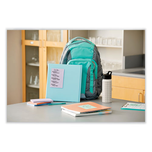 Image of Post-it® Notes Super Sticky 100% Recycled Paper Super Sticky Notes, Ruled, 4" x 6", Wanderlust Pastels, 45 Sheets/Pad, 4 Pads/Pack