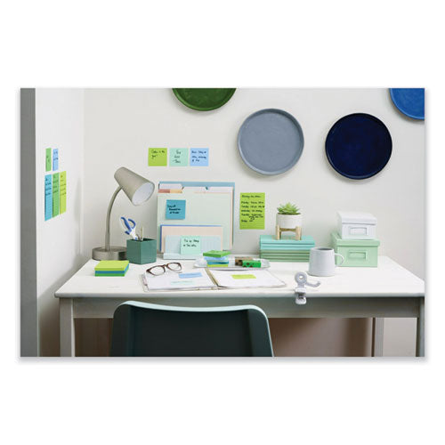 Image of Post-it® Notes Super Sticky 100% Recycled Paper Super Sticky Notes, 3" x 3", Oasis, 70 Sheets/Pad, 5 Pads/Pack