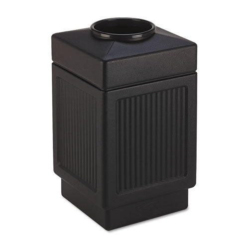 Image of Safco® Canmeleon Recessed Panel Receptacles, Top-Open, 38 gal, Polyethylene, Black