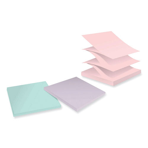 Image of Post-it® Notes Super Sticky 100% Recycled Paper Super Sticky Notes, 3" x 3", Wanderlust Pastels, 70 Sheets/Pad, 6 Pads/Pack
