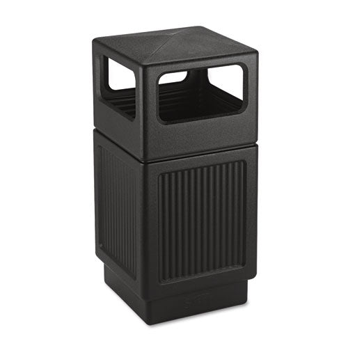Image of Safco® Canmeleon Recessed Panel Receptacles, Side-Open, 38 gal, Polyethylene, Black